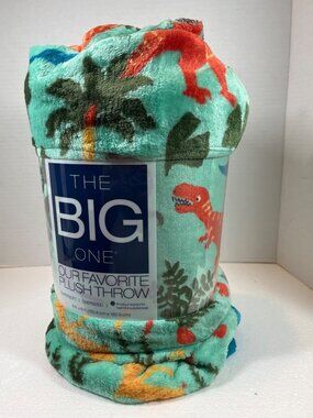 The Big One Oversized Plush Throw Blanket - Dinosaur Print 5 x 6 Supersoft Multi